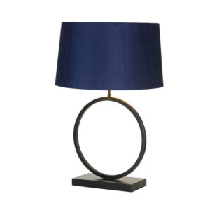 Table Lamps - Searchlight Elegant Table Lamp Matt Black Metal With Navy Shade (93101AZ)
