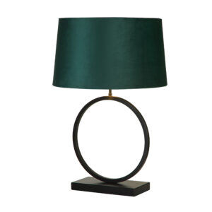 Table Lamps - Searchlight Elegant Table Lamp Matt Black Metal With Emerald Shade (93101EM)