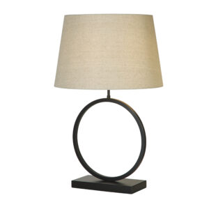 Table Lamps - Searchlight Elegant Table Lamp Matt Black Metal With Natural Shade (93101NA)