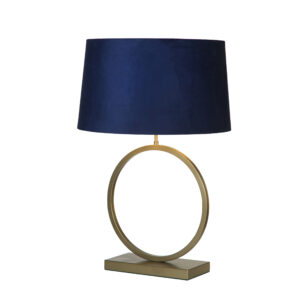Table Lamps - Searchlight Elegant Table Lamp Bronze Metal With Navy Shade (93102AZ)