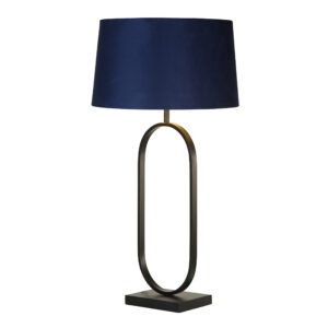 Table Lamps - Searchlight Modish Table Lamp Matt Black Metal With Shade Navy (94101AZ)