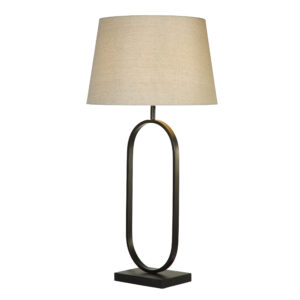 Table Lamps - Searchlight Modish Table Lamp Matt Black Metal With Natural Shade (94101NA)