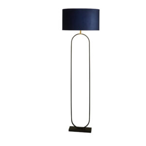 Floor Lamps - Searchlight Modish Floor Lamp Black Metal with Navy Shade (95101AZ)