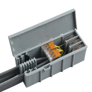 Junction Box - ConnexBox® 221-4 for multicore cables; Wago 221-2411 Inline Connectors and Wago 2773-4&ast;&ast; PUSH WIRE® connectors 39x29x95mm (WB2-001-G)