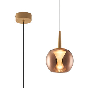 Ceiling Pendants - Mantra Andromeda Single Pendant 5W LED 3000K 500lm Light Gold/Copper/Frosted (M9075)