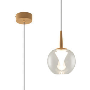 Ceiling Pendants - Mantra Andromeda Single Pendant 5W LED 3000K 500lm Light Gold/Clear/Frosted (M9078)