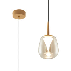 Ceiling Pendants - Mantra Andromeda Single Pendant 5W LED 3000K 500lm Light Gold/Amber/Frosted (MK0004)