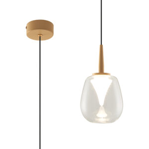 Ceiling Pendants - Mantra Andromeda Single Pendant 5W LED 3000K 500lm Light Gold/Clear/Frosted (MK0005)