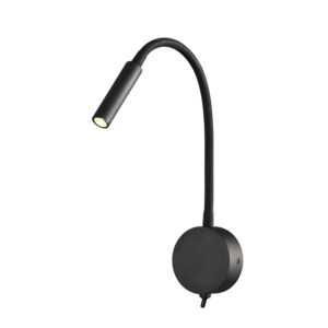 Wall Lighting - Mantra Boavista Switched Wall Lamp / Reader 1L 3W LED Round Head Spot 3000K 135lm Round Base Matt Black (M6047)
