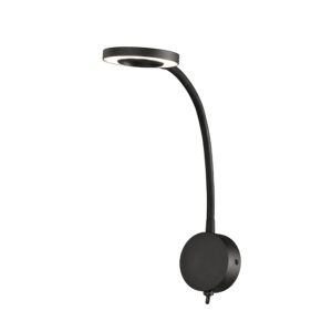 Wall Lighting - Mantra Boavista Switched Wall Lamp / Reader 1L 5W LED Ring Head 3000K 261lm Round Base Matt Black (M6051)