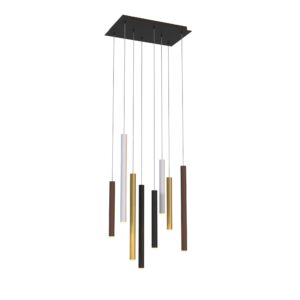 Ceiling Pendants - Mantra Cala Rectangle 8 Light 2.5m Pendant 48W LED 3000K 3360lm Sand White/Sand Black/Gold/Rust Brown (M8083)