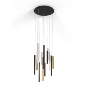 Ceiling Pendants - Mantra Cala 60cm Round 14 Light 2.5m Pendant 84W LED 3000K 5880lm Sand White/Sand Black/Gold/Rust Brown (M8084)