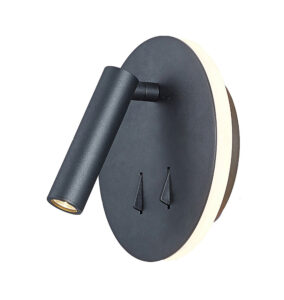 Wall Lighting - Mantra Cayman Round Wall + Reading Light 6W + 3W LED 3000K 620lm Total Individually Switched Sand Black (M6083)