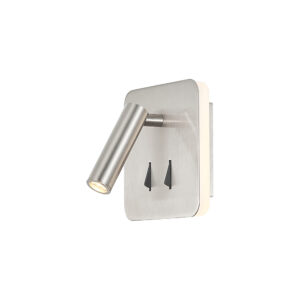 Wall Lighting - Mantra Cayman Square Wall + Reading Light 6W + 3W LED 3000K 620lm Total Individually Switched Satin Nickel (M7824)