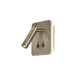 Wall Lighting - Mantra Cayman Square Wall + Reading Light 6W + 3W LED 3000K 620lm Total Individually Switched Antique Brass (M7825)