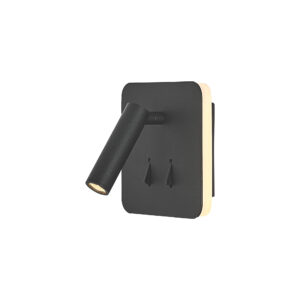 Wall Lighting - Mantra Cayman Square Wall + Reading Light 6W + 3W LED 3000K 620lm Total Individually Switched Sand Black (M7826)