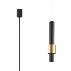 Ceiling Pendants - Mantra Clifton 5.8cm 1 Light Pendant 7W LED 3000K 770lm Black/Gold (M8565)