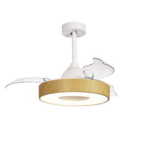 Ceiling Fans - Mantra Coin Mini 45W LED Dimmable Ceiling Light With Built-In 25W DC Reversible Fan Wood (M8220)