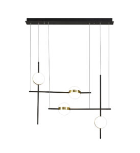 Ceiling Pendants - Mantra Cuba Criss Cross Linear Pendant 4 Light 32W LED 3000K 2400lm Gold Black (M7160)
