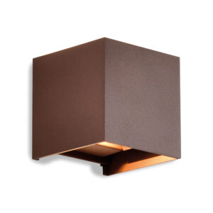 Wall Lighting - Mantra Davos Square Wall Lamp 2 x 6W LED 4000K 1100lm IP54 Rust Brown (M7650)