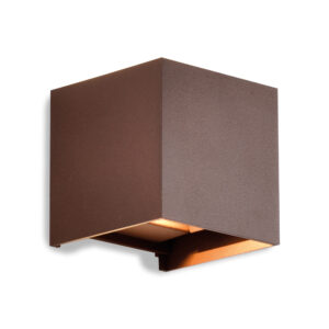 Wall Lighting - Mantra Davos Square Wall Lamp Dimmable 2 x 6W LED 2700K 1100lm IP54 Rust Brown (M8602)