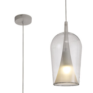Ceiling Pendants - Mantra Elsa 17cm Pendant With Champagne Glass Shade 1 Light E27 Clear Glass With Frosted Inner Cone (M8257)