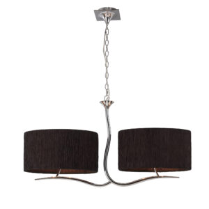 Ceiling Pendants - Mantra Eve Linear Pendant 2 Arm 4 Light E27 Polished Chrome With Black Oval Shades (M1130/BS)