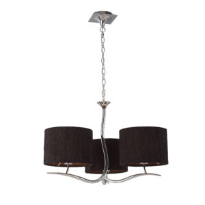 Ceiling Pendants - Mantra Eve 70cm Pendant 3 Light E27 Polished Chrome With Black Round Shades (M1131/BS)
