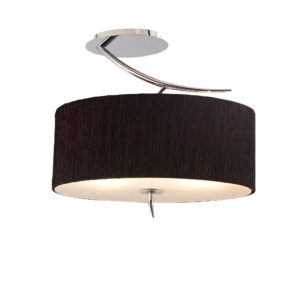 Ceiling Lighting - Mantra Eve Semi Flush 2 Light E27 Polished Chrome With Black Oval Shade (M1132/BS)