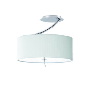 Ceiling Lighting - Mantra Eve Semi Flush 2 Light E27 Polished Chrome With Spanish Corrugated White Oval Shade (M1132/SP)