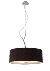 Ceiling Pendants - Mantra Eve 50cm Pendant 3 Light E27 Polished Chrome With Black Round Shade (M1133/BS)