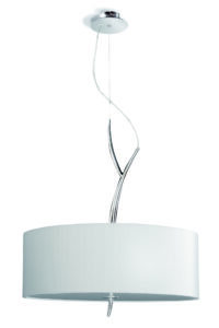 Ceiling Pendants - Mantra Eve 50cm Single Pendant 3 Light E27 Polished Chrome With Spanish Corrugated White Round Shade (M1133/SP)