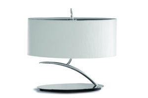 Table Lamps - Mantra Eve Table Lamp 2 Light E27 Small Polished Chrome With Spanish Corrugated White Oval Shade (M1138/SP)
