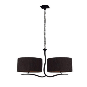 Ceiling Pendants - Mantra Eve Linear Pendant 2 Arm 4 Light E27 Anthracite With Black Oval Shades (M1150/BS)