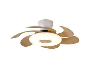 Ceiling Fans - Mantra Flowers 50cm 24W LED Dimmable Ceiling Light With Built-In 25W DC Reversible Fan 2700-5000K White/Wood (M8704)