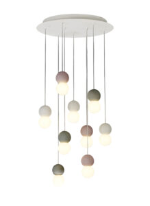Ceiling Pendants - Mantra Galaxia 60cm Pendant Round 9 Light E27 White/Grey/Red Cement White Base & Cable (M7621)