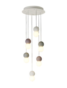 Ceiling Pendants - Mantra Galaxia 40cm Pendant Round 6 Light E27 White/Grey/Red Cement White Base & Cable (M7622)