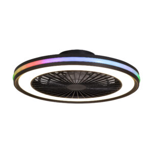 Ceiling Fans - Mantra Gamer 53cm 60W LED Dimmable White/RGB Ceiling Light With Built-In 26W DC Reversible Fan Black (M7862)