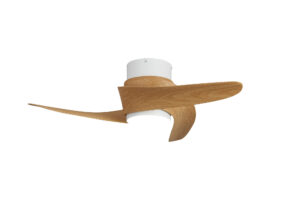 Ceiling Fans - Mantra Groenland XS 79.5cm 30W LED Dimmable Ceiling Light With Built-In 24W DC Fan 2700-5000K Wood Effect/White (M9065)