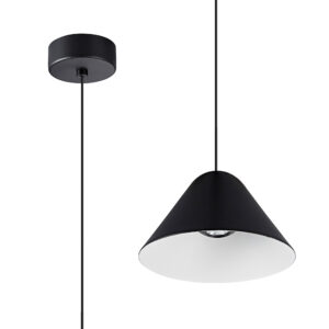 Ceiling Pendants - Mantra Gruissan 12.3cm Cone Pendant 5W LED 3000K 350lm Matt Black/Matt White (M8466)