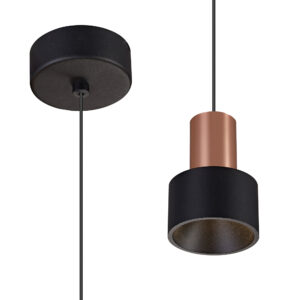 Ceiling Pendants - Mantra Gruissan 6.5cm Cylinder Pendant 5W LED 3000K 350lm Matt Black/Matt Gold (M8467)