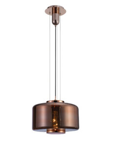 Ceiling Pendants - Mantra Jarras Pendant 40cm Round 1 x E27 (Max 40W) Copper / Rose Gold Glass (M6190)