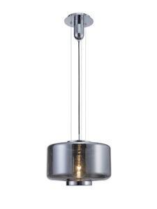 Ceiling Pendants - Mantra Jarras Pendant 40cm Round 1 x E27 (Max 40W) Chrome / Ash Grey Glass (M6191)