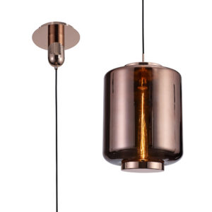 Ceiling Pendants - Mantra Jarras Pendant 30cm Round 1 x E27 (Max 40W) Copper / Rose Gold Glass (M6193)