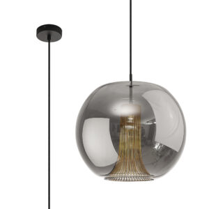 Ceiling Pendants - Mantra Kriss 40cm Squircle Pendant 1 Light GU10 Black/Black Glass Shade With Inner Lined Funnel Glass (M8523)