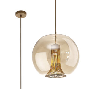Ceiling Pendants - Mantra Kriss 40cm Squircle Pendant 1 Light GU10 Bronze/Bronze Glass Shade With Inner Lined Funnel Glass (M8528)