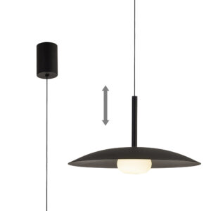 Ceiling Pendants - Mantra Lidia 40cm Rise And Fall Pendant 12W LED 3000K 1500lm Black (M8975)