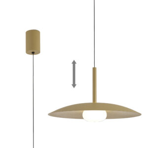 Ceiling Pendants - Mantra Lidia 40cm Rise And Fall Pendant 12W LED 3000K 1500lm Matt Gold (M8976)