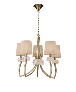 Ceiling Pendants - Mantra Loewe 66cm Pendant 5 Light E14 Antique Brass With Soft Bronze Shades (M4631AB/SB)