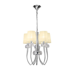 Ceiling Pendants - Mantra Loewe Slim Pendant 5 Light E14 Polished Chrome With Cream Shades (M4632/CS)